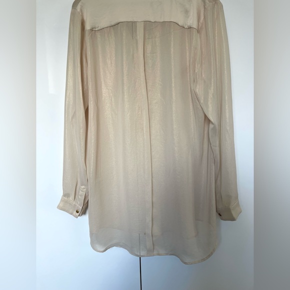 Elegant shimmer Cream blouse Top size XL - Picture 2 of 3
